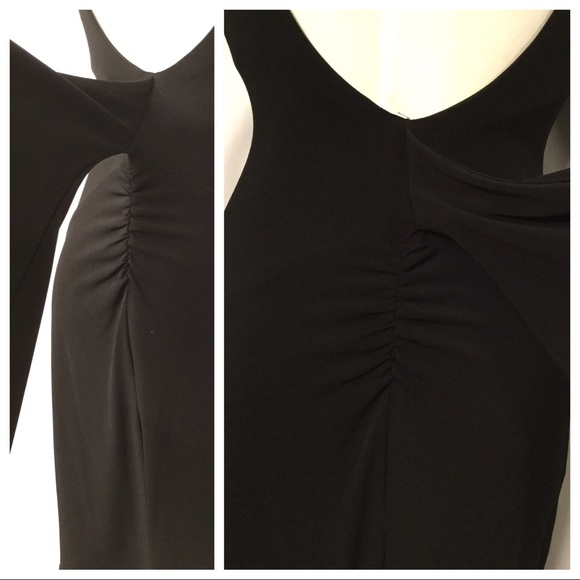 Scoop Neck Open Back Black Cocktail Dress - Picture 6 of 9